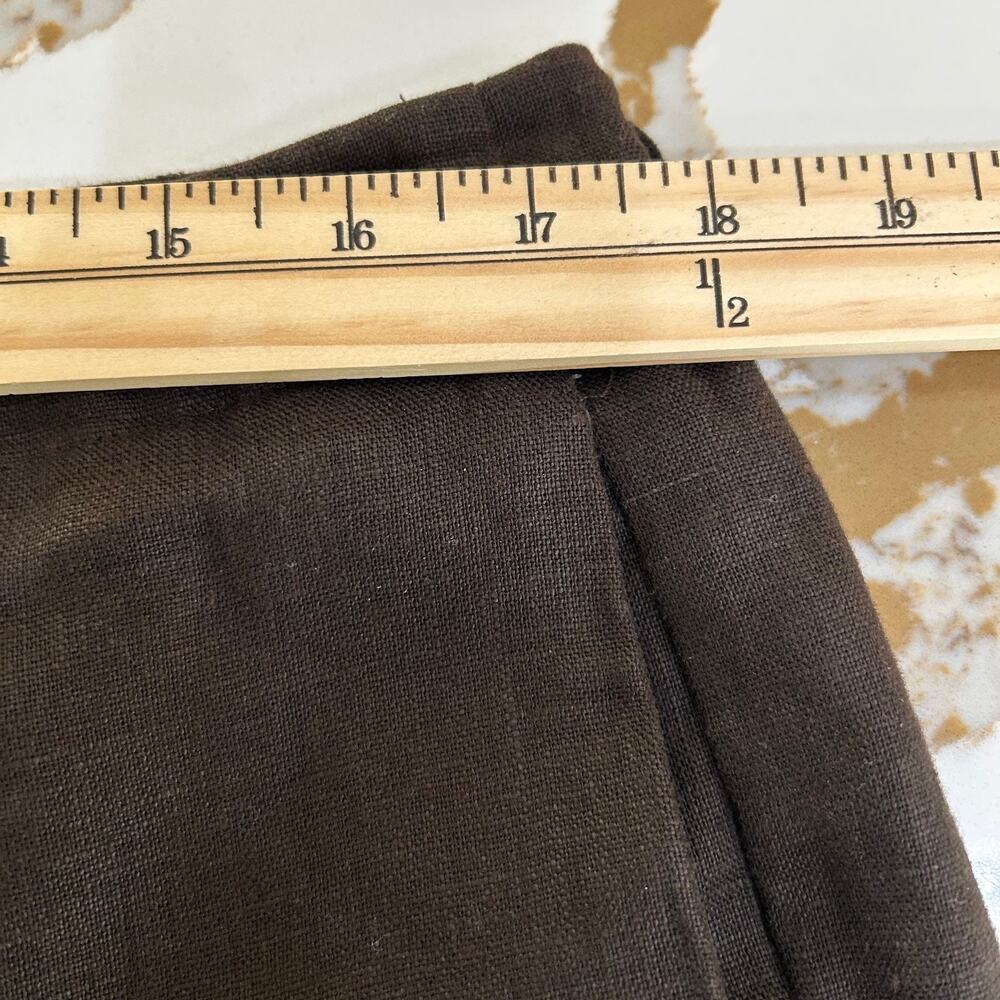 Lauren Ralph Lauren Linen Wide Leg Pants Brown Flat Front Trouser Women 12 - Picture 8 of 8